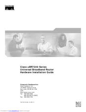Cisco Universal Broadband Router uBR7200 Hardware Installation Manual