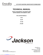 Jackson Hot Water Sanitizing Undercounter Dishmachines JP-24BF Technical Manual