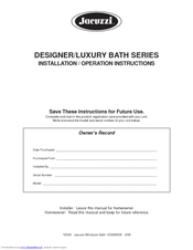 Jacuzzi Allusion 6636 Installation & Operation Instructions