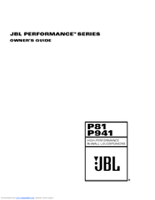 JBL Performance P941 Owner's Manual