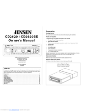 Jensen CD2620SE Owner's Manual
