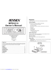Jensen MPH4210 Owner's Manual