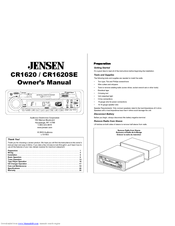 Jensen CR1620SE Owner's Manual