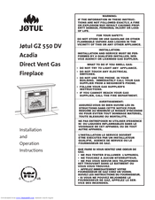 Jøtul Direct Vent Gas Fireplace GZ550s Installation And Operation Instructions Manual