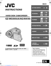 JVC GZ-MG50US - Everio Camcorder - 1.33 MP Instructions Manual