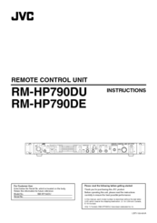 JVC RM-HP790DE Instruction Manual