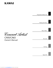 Kawai CONCERT ARTIST CA63 Owner's Manual