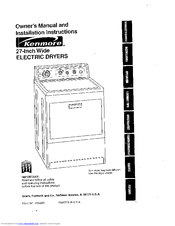 Kenmore 3405602 Owner's Manual And Installation Instructions
