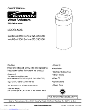 Kenmore IntelliSoft 350 Series 625.383560 Owner's Manual