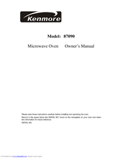 Kenmore 87090 Owner's Manual