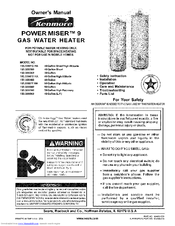 Kenmore POWER MISER 153.33946 Owner's Manual