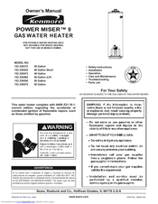 Kenmore POWER MISER 9 153.339550 Owner's Manual