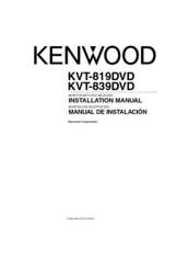 Kenwood 819DVD - Excelon - DVD Player Installation Manual