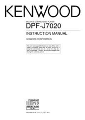 Kenwood DPF-J7020 Instruction Manual