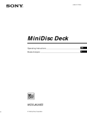 Sony MDS-JA20ES - Minidisc Deck Operating Instructions Manual