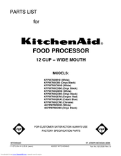 KitchenAid KFPW760COB0 Parts List