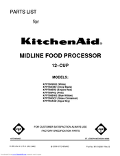 KitchenAid KFP750BW - 12 Cup Food Processor Parts List