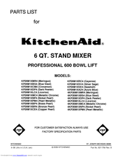 KitchenAid 4KP26M1XBS4 Parts List