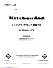 KitchenAid KSM450BK0 Parts List