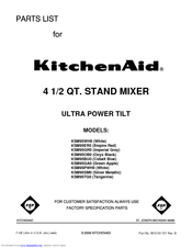 KitchenAid KSM95PWH0 Parts List