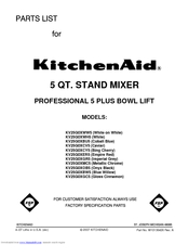 KitchenAid KV25G0XWW5 Parts List