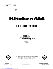 KitchenAid KTRC22KAAL00 Parts List
