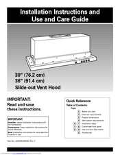 Kitchenaid Slide-out Vent Hood Installation And Use Instructions Manual