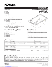 Kohler RiverBath Quadrangle K-1365-F2 Specification Sheet