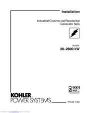 Kohler Generator Sets 20--2800 kW Installation Manual