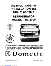 Dometic RC 2000 Instructions For Installation And Use Manual