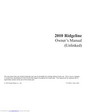Honda 2010 ridgeline Owner's Manual