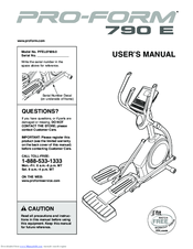 Pro-Form 790e Elliptical User Manual