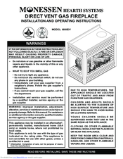 Monessen Hearth 6000DV Installation And Operating Instructions Manual