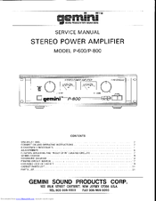 Gemini P-800 Service Manual