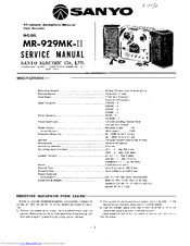 Sanyo MR-929MK-II Service Manual