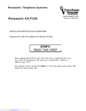 Panasonic KX-T336200 Installation Instructions Manual