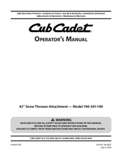 Cub Cadet 190-341-100 Operator's Manual