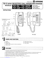 Aiphone TD-12ZW Instructions Manual