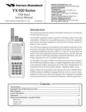 Vertex Standard VX-920 series Service Manual