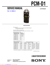 Sony PCMD1 - Professional XLR Microphone Preamp Service Manual