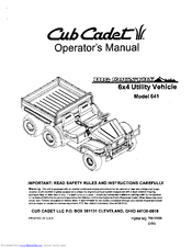 Cub Cadet Big Country 641 Operator's Manual