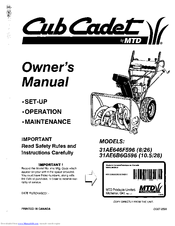 Cub Cadet 31ae6b6g596 Owner's Manual