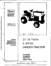 Sears GT/18 Twin Owner's Manual