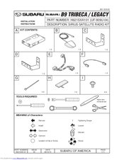Subaru H621SXA101 Installation Instructions Manual