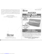 Vector Maxx SST VEC043 Owner's Manual & Warranty