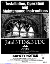 Jøtul 3TDC Installation, Operation And Maintanance Manual