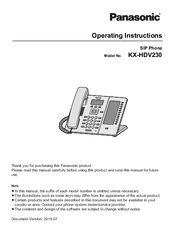 Panasonic KX-HDV230NE Operating Instructions Manual