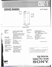 Sony CDZ-1 Service Manual