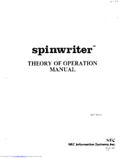 Nec Spinwriter 5500 Operation Manual