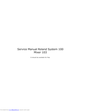 Roland System 100 - 103 Service Manual
